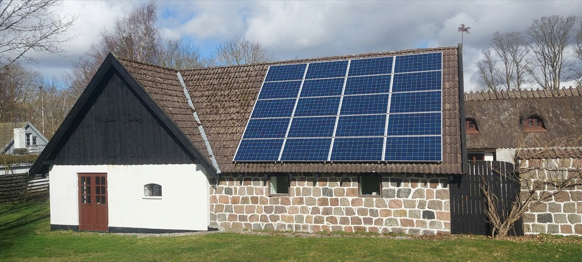 A rooftop solar array